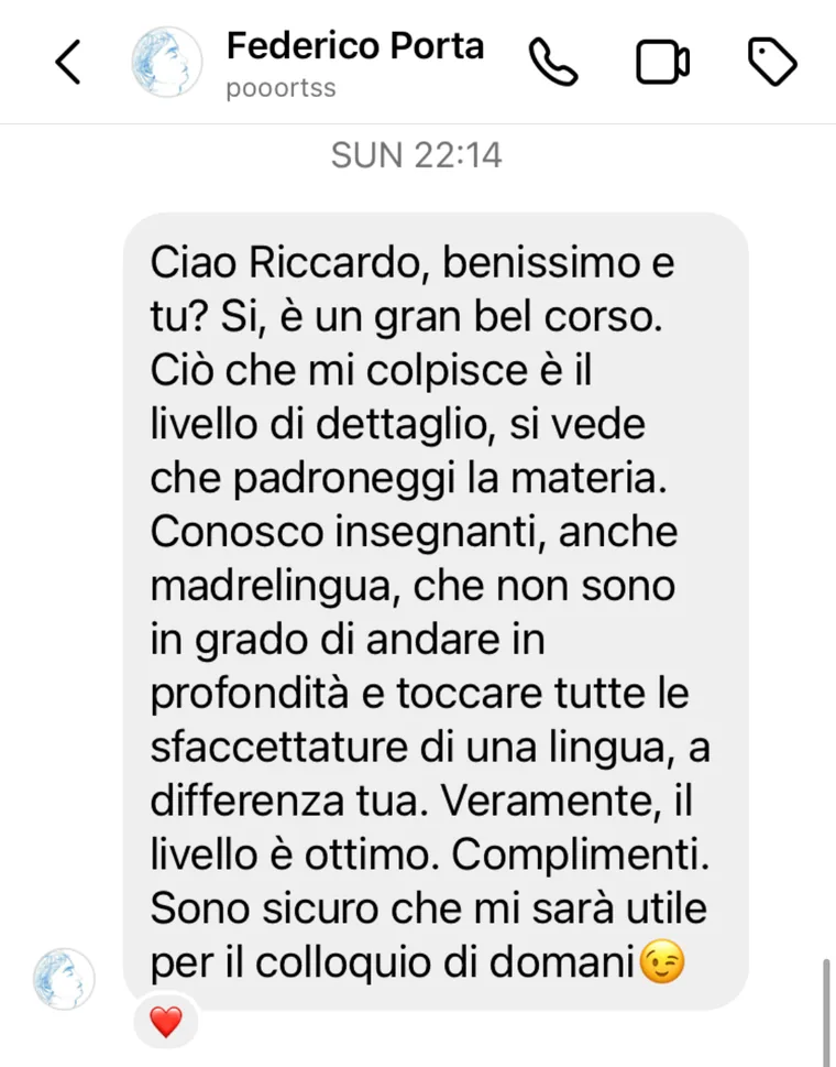 Messaggio di Federico Porta