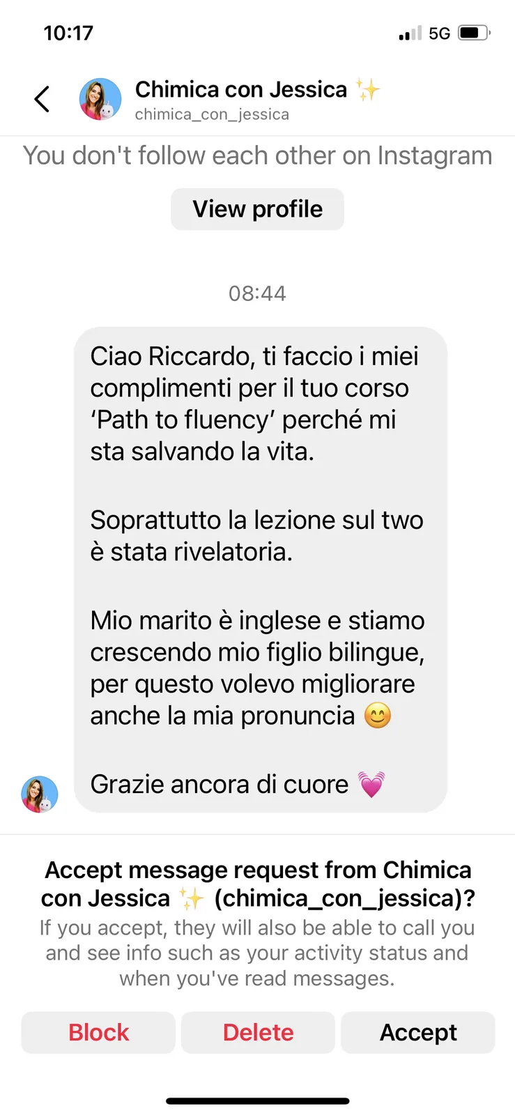 Messaggio di Jessica